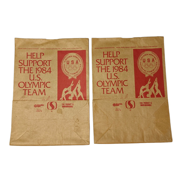 Vintage 1984 USA Olympic Team Safeway Grocery Store Large Brown Paper Bag Lot 2 - Picture 7 of 8
